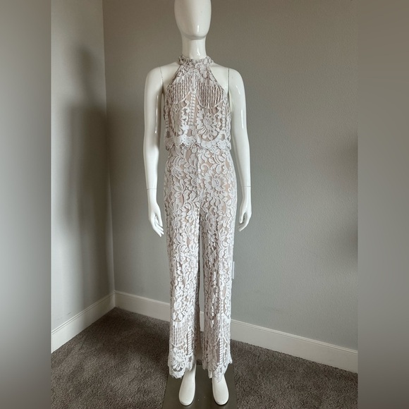 Lulu’s Britney White Lace Halter Jumpsuit - Picture 6 of 8